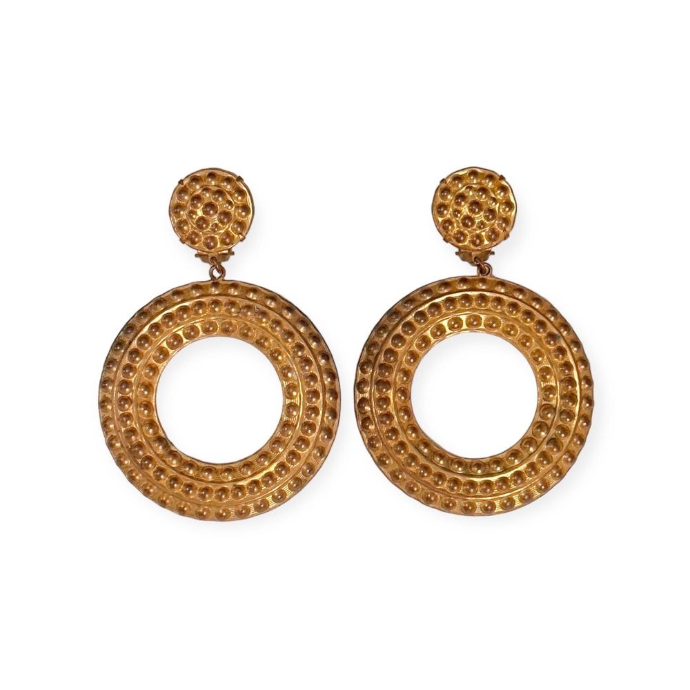 Vintage 1970s Gold Statement Clip On Earrings